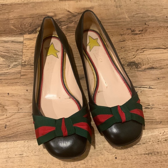 Gucci Web Bow Star Studs Ballet Flat - Picture 1 of 4